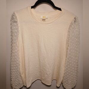 Maeve By Anthropologie Cream Textured Sleeve Top